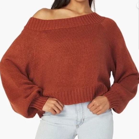WeWoreWhat Off the Shoulder Sweater | Rust - Picture 2 of 6